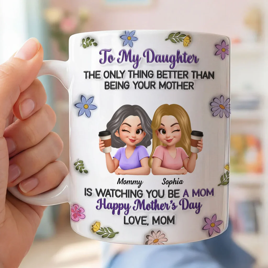 To My Daughter Flat Floral - Personalized Mug - Heartfelt Mother's Day Gift For Daughter